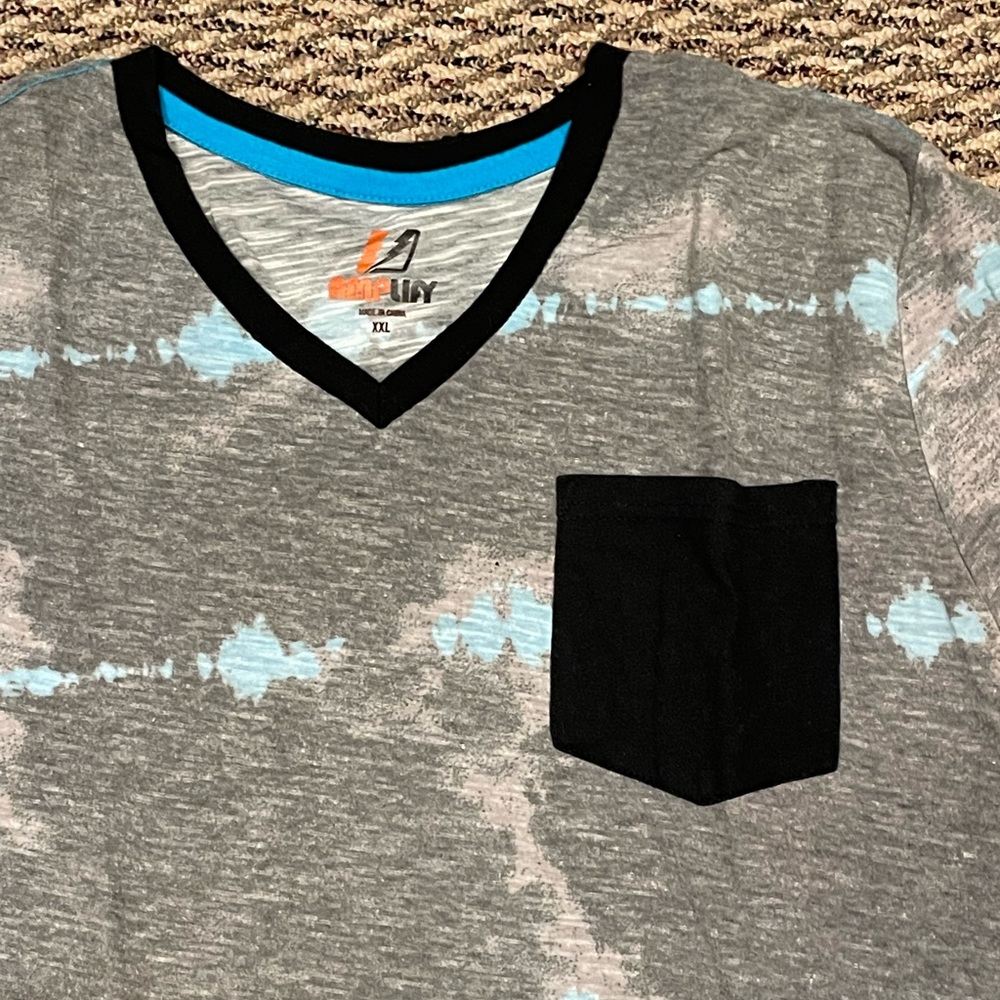 Amplify blue gray tye dye v neck t shirt - Picture 3 of 4